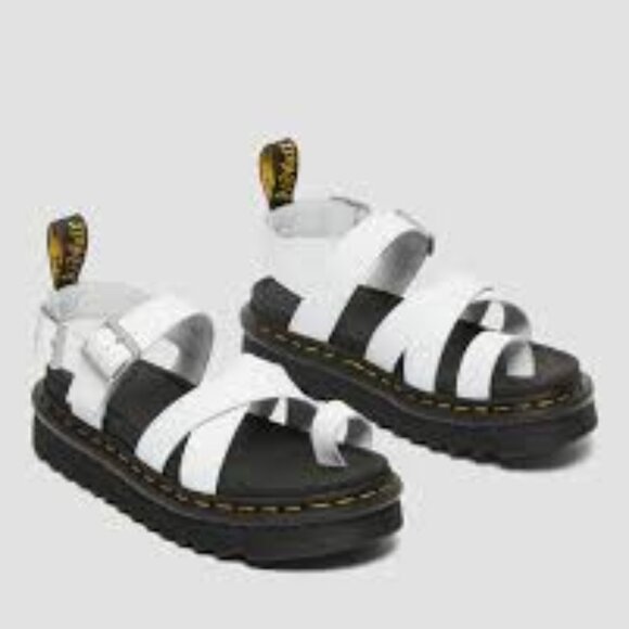 Dr. Martens Shoes - Dr. Martens Avry Hydro Leather Strap Sandals in White Leather Size 8 NEW